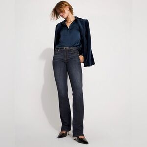 WHBM blanc feel beautiful mid rise bootcut‎ dark blue jeans size 8